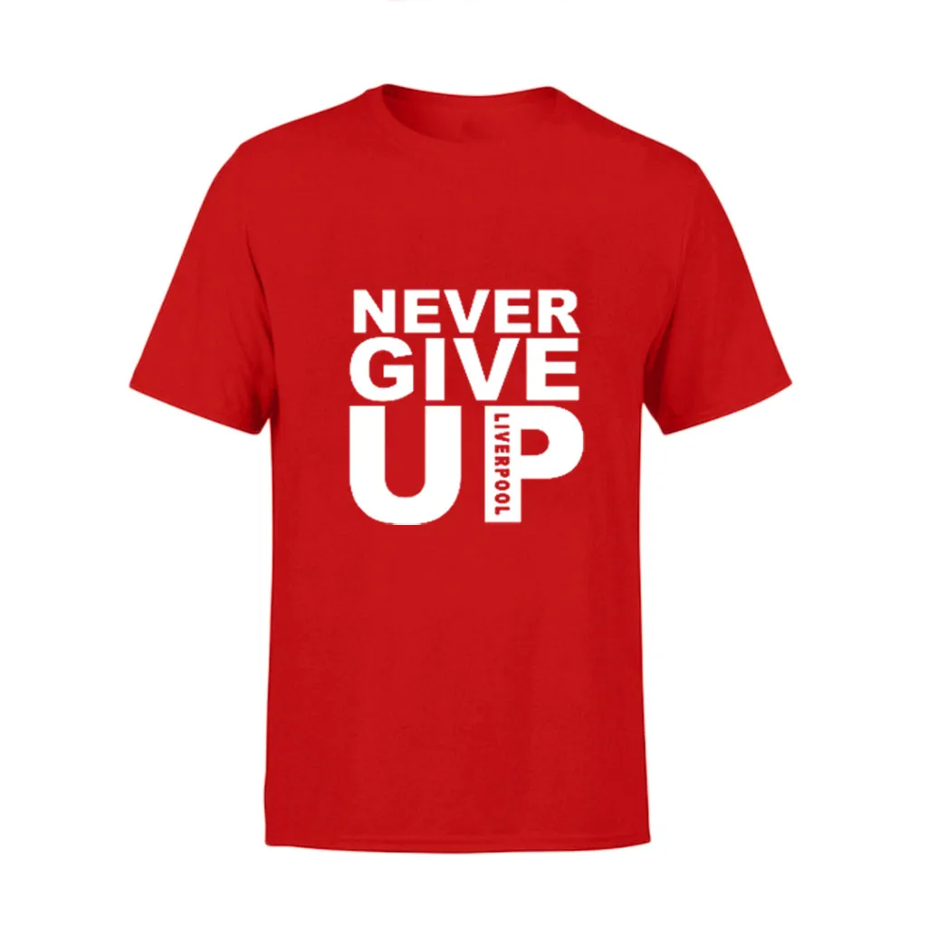 Red Liverpool/мужская футболка; уличная одежда; Camisetas; Модная Повседневная футболка с короткими рукавами; Однотонная футболка с буквенным принтом; Camisetas hombre - Цвет: Red