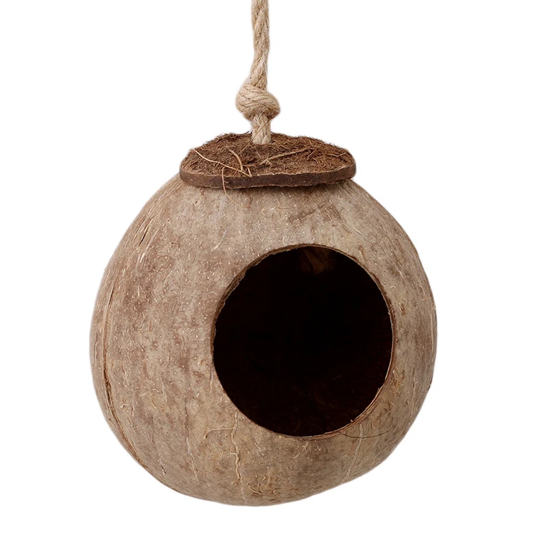 Cage With Hanging Lanyard For Small Pet Parakeets Finches Sparrows Accessories Natural Coconut Shell Bird Nesting House | Дом и сад