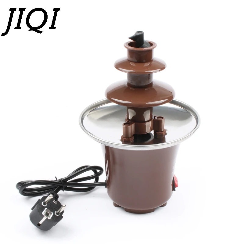 Трехслойный мини фонтанчик JIQI для шоколада DIY Choco нагреватель водопад плавильная