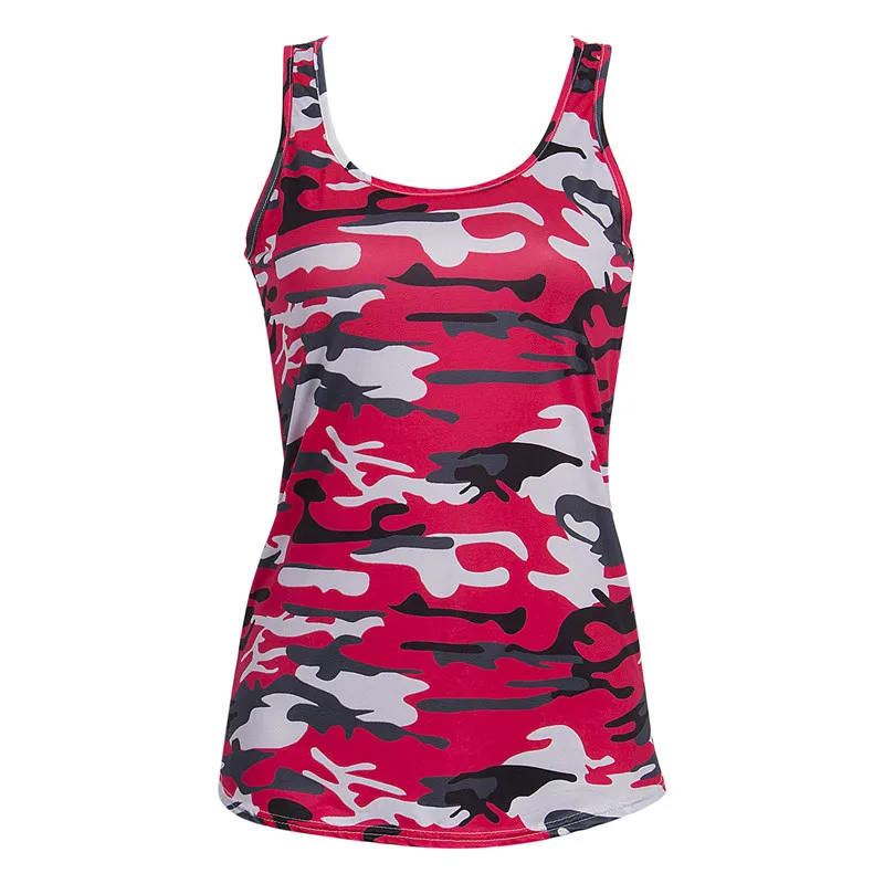 Женский Камуфляжный жилет без рукавов Повседневная футболка с цветочным принтом