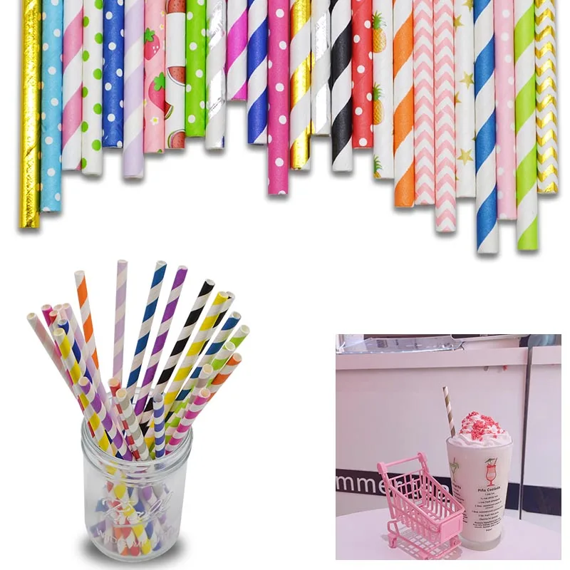 25 шт. Фольга Золотая Роза бумажные соломинки Свадебные сувениры звезды питьевой