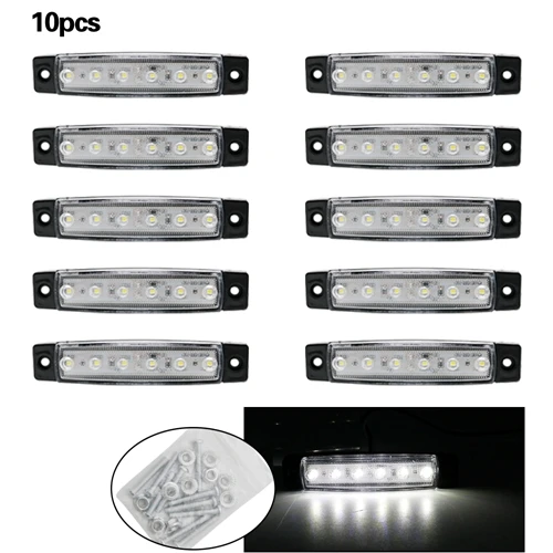 6LED white x10 Янтарный автомобилей Внешнее освещение светодиодный 12 V-24 v 9/6 светодиодный авто шины Грузовик Боковые Габаритные светодиодный индикатор низкая СВЕТОДИОДНЫЙ трейлер светильник задняя сторона лампы - Цвет: 6LED white x10