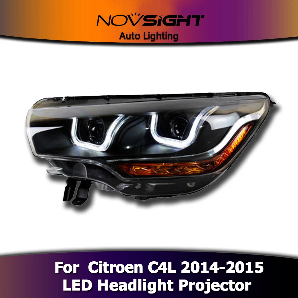 NOVSIGHT фары H7 Автомобильный светодиодный фары проектор DRL Противотуманные лампы сигнала поворота света для Citroen C4L