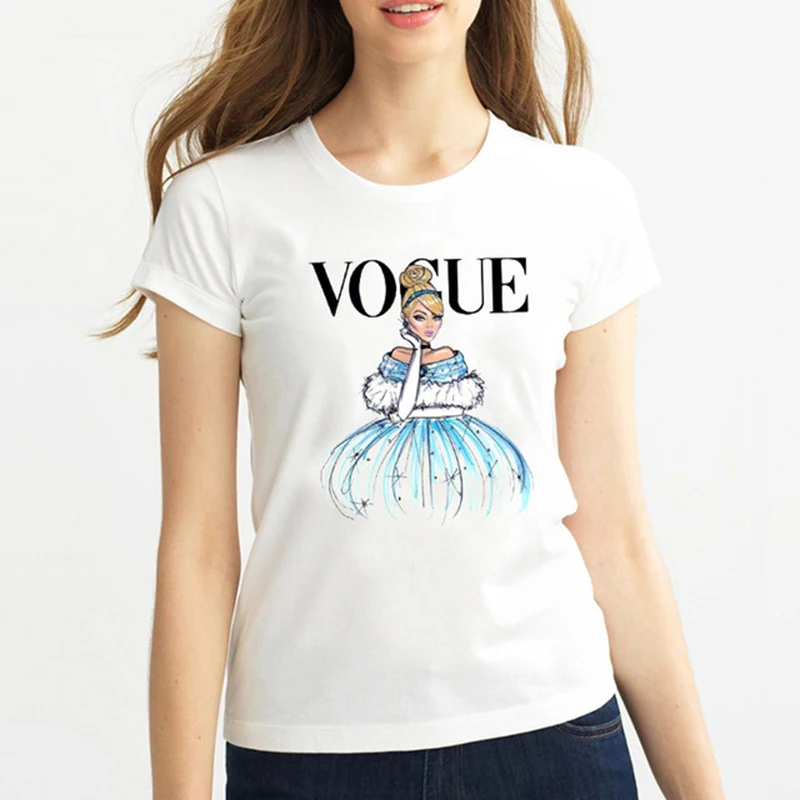 Mujer новинка татуировки vogue Принцесса Белоснежка Для женщин Футболка harajuku с