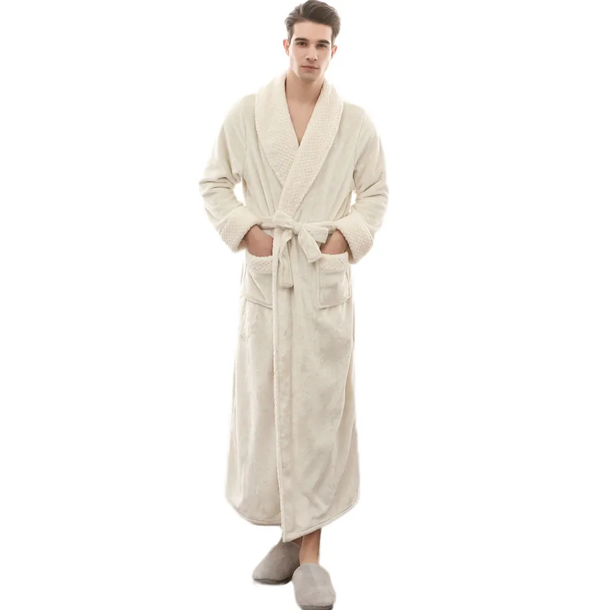 Мужская зимняя мягкая удлиненная Коралловая плюшевая шаль длинный халат пальто