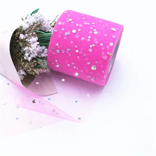 deep pink Тюль в рулоне 6,5 см, 25 ярд, блестящая юбка-пачка из органзы, кружево для поделок, для вечеринки в честь Дня рождения, свадебные украшения - Цвет: deep pink