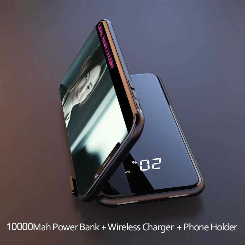 Qi Беспроводное зарядное устройство с двумя портами USB Power Bank для iPhone 8/X Samsung S8 5V/2.1A