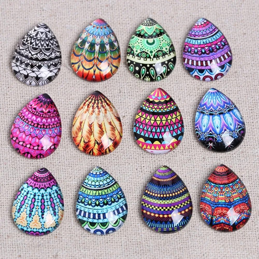 Shukaki 20 шт смешанный узор Фото Кабошон из кабошона 18x25 мм diy плоская задняя часть