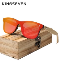 kingseven design 2019 siamese lens sunglasses men bamboo women brand design goggles red mirror sun glasses shades