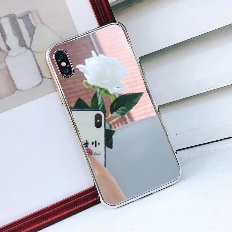 Девушка макияж зеркало квадратный чехол для телефона для iPhone 11 Pro Max XR XS Max 7 8 6S Plus чехол мягкий TPU Сторона+ PC полный корпус чехол для телефона