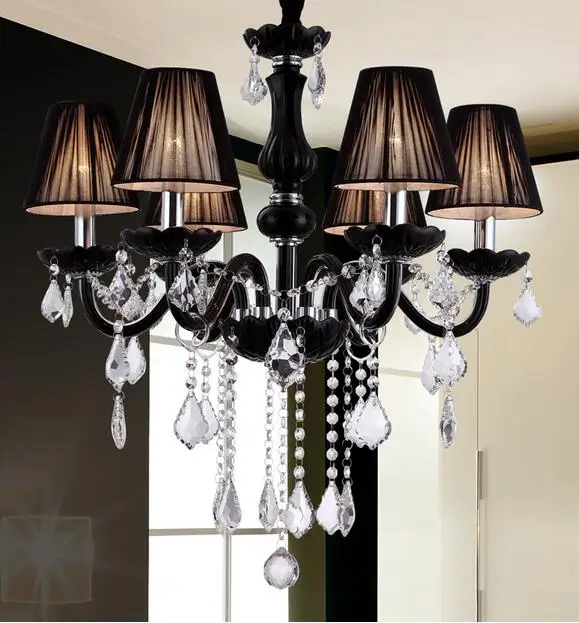 6 Lights Lampshade Современная черная люстра, освещение для кухни, столовой, отеля, люстра с абажурами, люстры, блеск канделябро - Цвет абажура: 6 Lights Lampshade