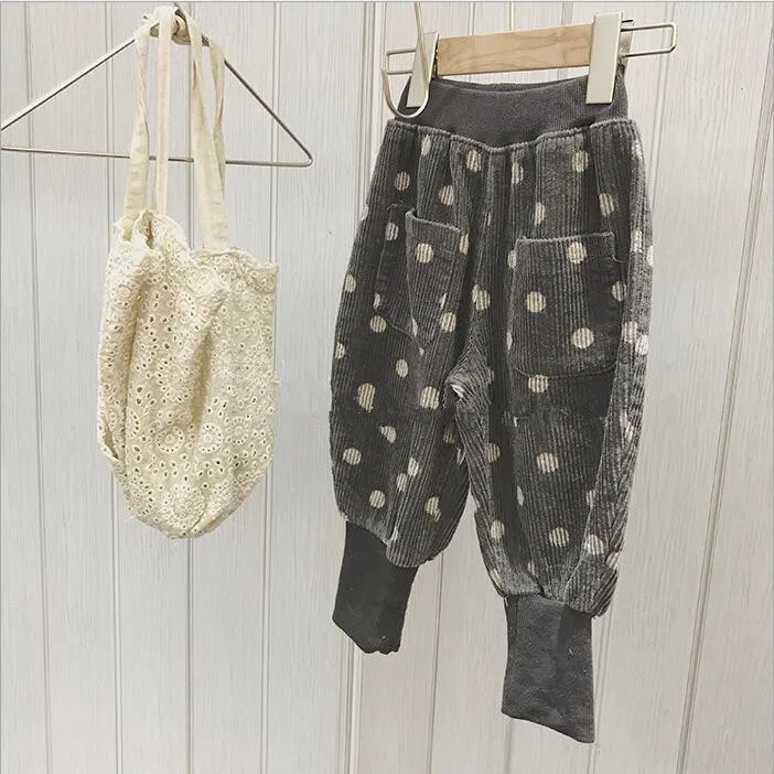 Mabeezo оптовая продажа в горошек для девочек вельветовые брюки Демисезонный модные