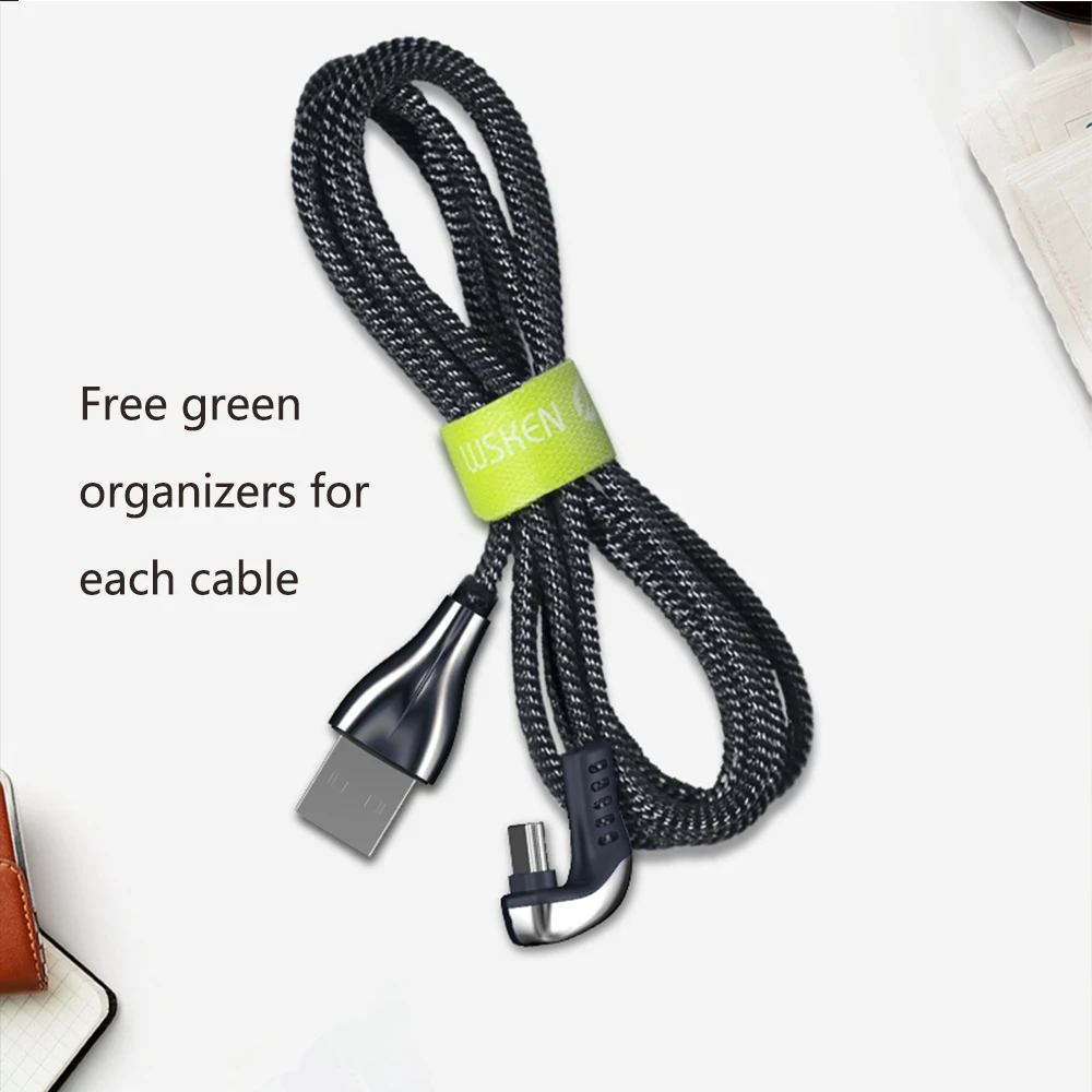 WSKEN u-образный USB кабель для iPhone зарядное устройство 3A usb type C провод для быстрого заряда для samsung huawei USB C кабель type C USB C шнур