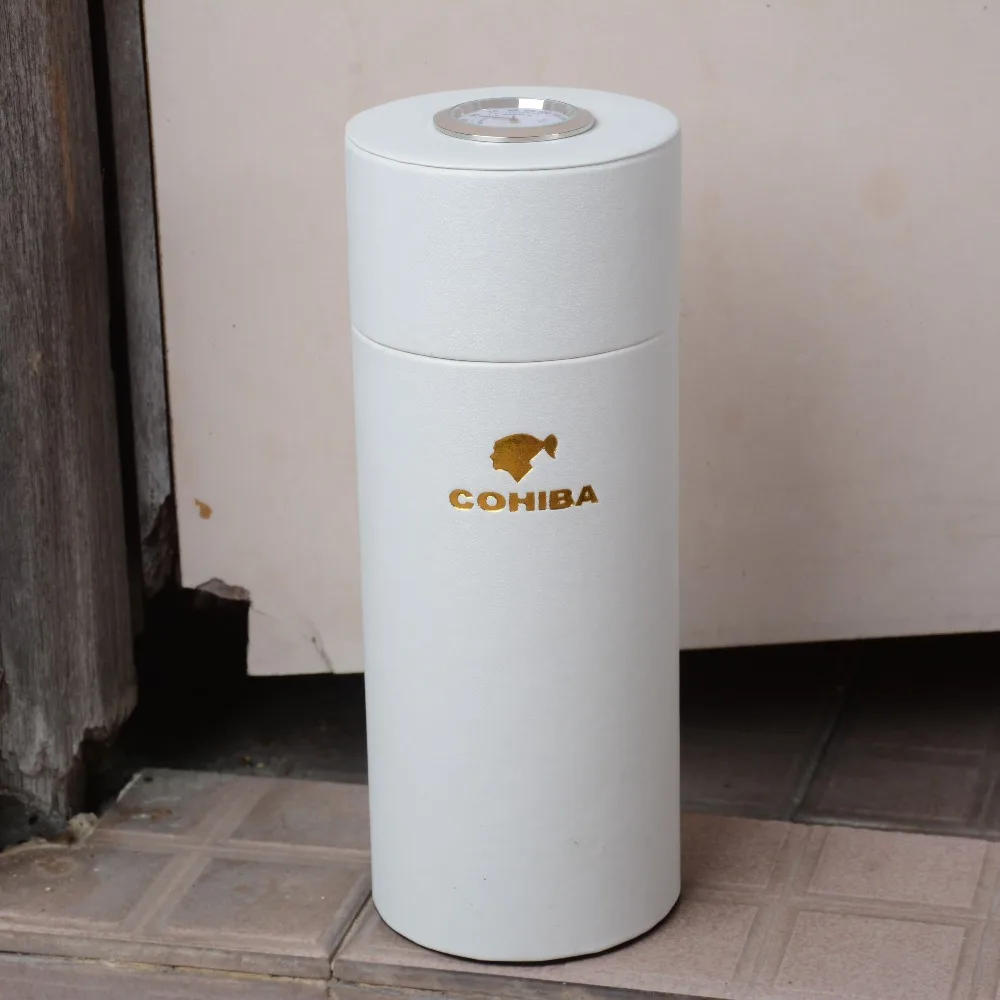 Чехол для сигар COHIBA белый кожаный портативный футляр дорожная мини-хьюмидор с