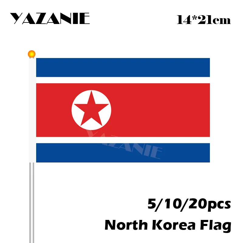 YAZANIE 14х21 см 5/10/20 шт. Северная Корея ручной флаг развевающийся Национальный