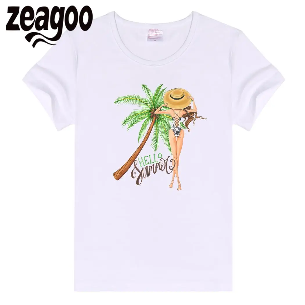 Zeagoo тонкий Повседневное экипаж шеи Для женщин Fit мягкий короткий рукав Футболка