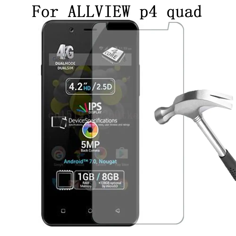 Ультратонкое закаленное стекло для ALLVIEW P43 Easy p4 pro quad P42 A5 READY p4|Защитные стёкла и
