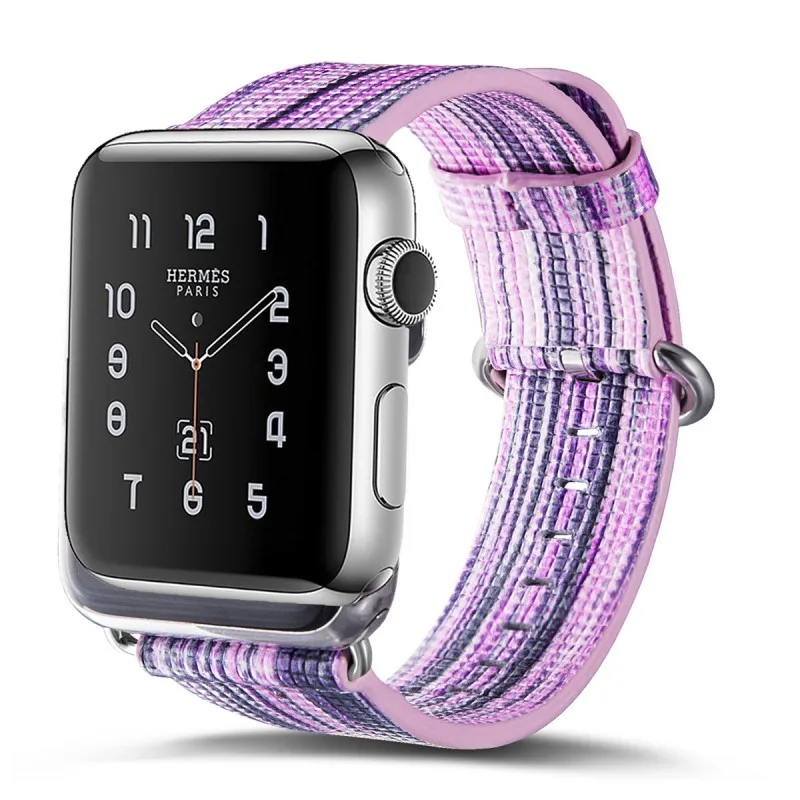 Красочные Радуга в полоску с Ремешок для Apple Watch ремень Пояса из натуральной кожи ремешок для iwatch серии 3 2 1 браслет 42 мм 38 мм