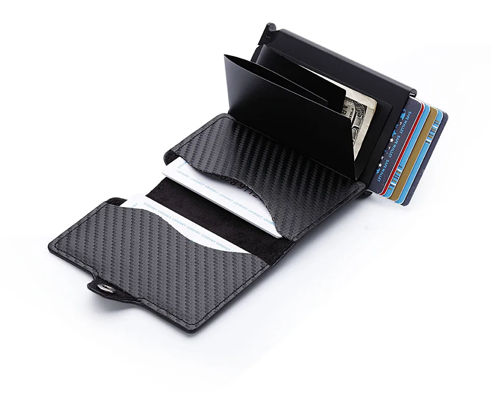 Casekey роскошный мужской карбоновый мини всплывающий бумажник Rfid для мужчин тонкий