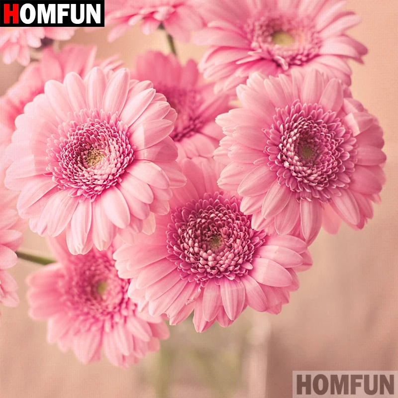 Алмазная живопись HOMFUN розовый цветок алмазная вышивка с полными