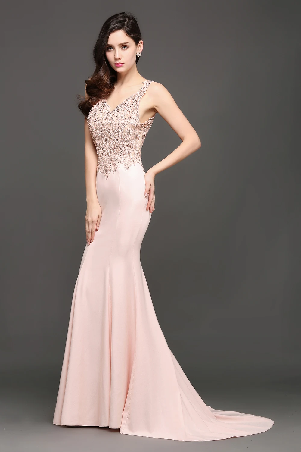 Длинное вечернее платье-русалка роскошное платье с бусинами открытой спиной и