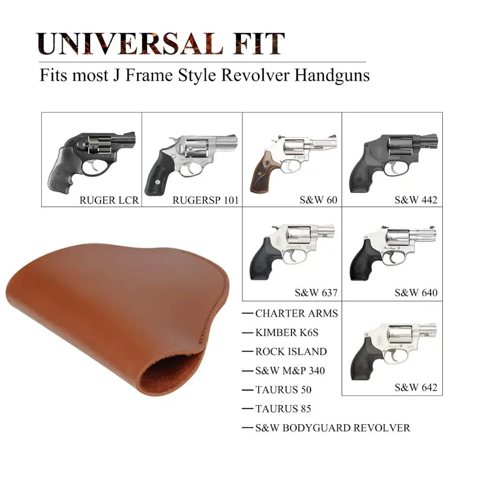 Kosibate Hunting Gun Holster PU Leather Pistol Holster Tactical Universal Concealed Belt IWB Holster for J Frame Revolver