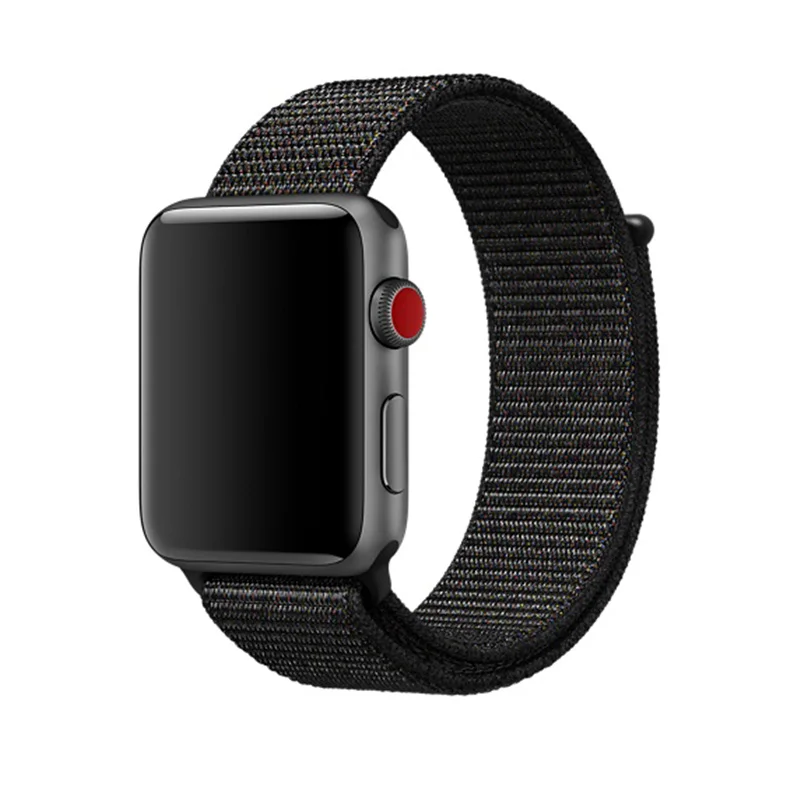 Konaforen спортивный бесшовный ремешок для Apple Watch 44 мм 40 мм, 42 мм, 38 мм, версия тканый нейлоновый ремешок для iWatch, версия 4/3/2 браслет Дышащий Пояс - Цвет ремешка: Dark Black