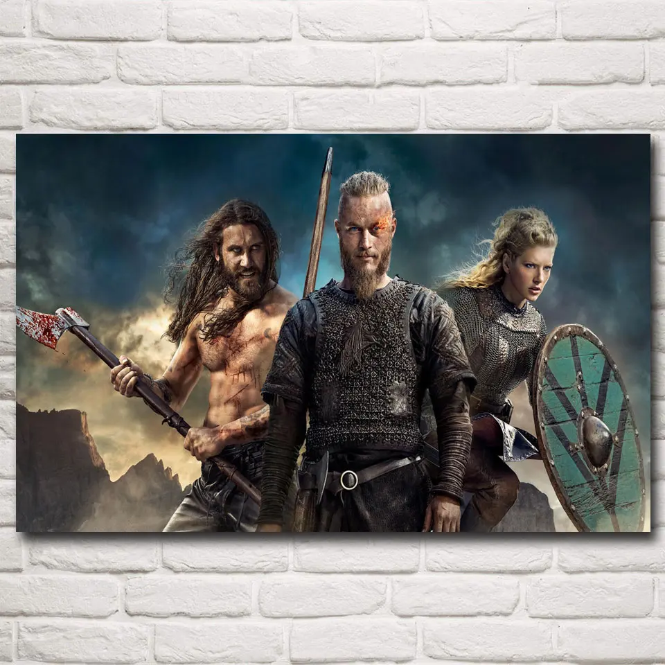 FOOCAME Vikings Longships сериал плакаты и принты украшение из шелка настенная живопись декоративные картины для гостиной
