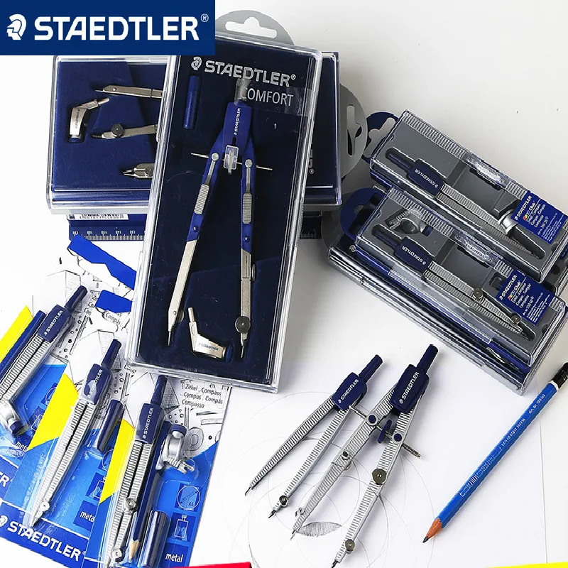 STAEDTLER Набор для рисования портативный Школьный набор для математики и геометрии транспортир, компас, линейка, карандаш, необходимый набор инструментов для обучения математике