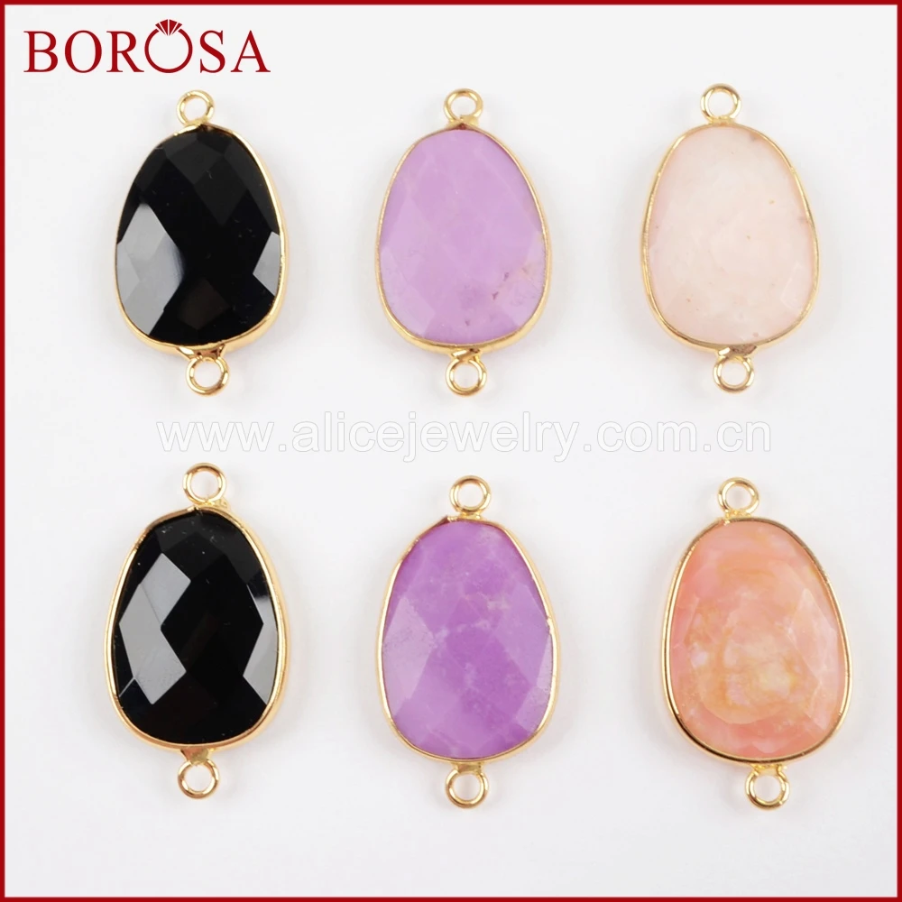 BOROSA 5 шт. Модный золотой цвет многофункциональный натуральный камень черный Агат