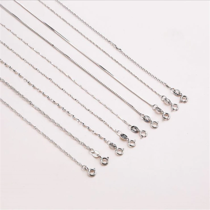KOFSAC Many Types 1mm 40/45cm 925 Sterling Silver Chain Necklaces For Women Men DIY Snake Wholesale Jewelry Accessories | Украшения и