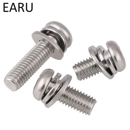 304 Нержавеющая сталь Комбинации болт Круглый Пан phillips крестовыми с шайбой весной