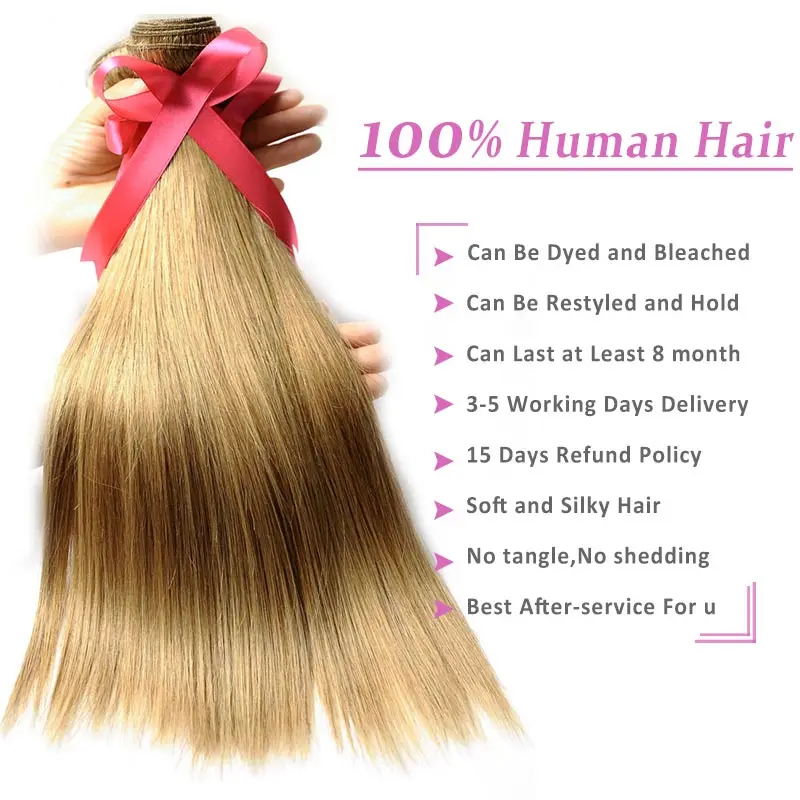 Медовый светлый пряди с закрытием 27 цветов перуанские прямые человеческие