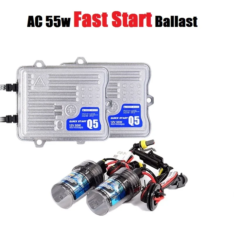 Q5 AC 55W Fast Start RACBOX 55 Вт Быстрый старт ксеноновый конверсионный комплект фар 12V H1 H3 H4 H7 H8 H9 H11 9005 HB3 9006 HB4 4300K 6000K 8000K 12000K - Испускаемый цвет: Q5 AC 55W Fast Start