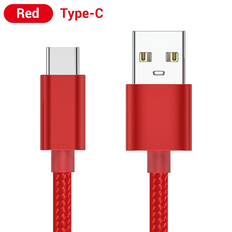 Красный TOPK USBC Cable USB Type C Cable 3A Fast Charge Data Cable for Samsung S9+ S9 S10 Plus Xiaomi Redmi K20 Pro Phone Charger Cable - Цвет: Красный