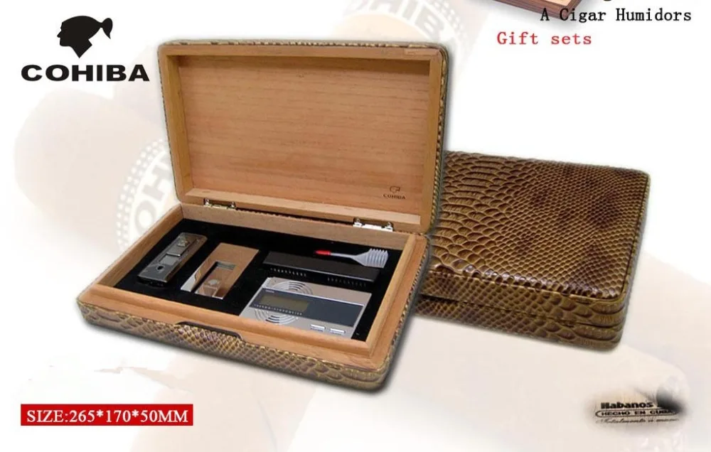 Cohiba cigar lubinski коробка для сигар набор питона Зажигалка увлажняющий бар Влажность стол сигарная полка кедровая сосновая сигарная коробка 6 комплектов