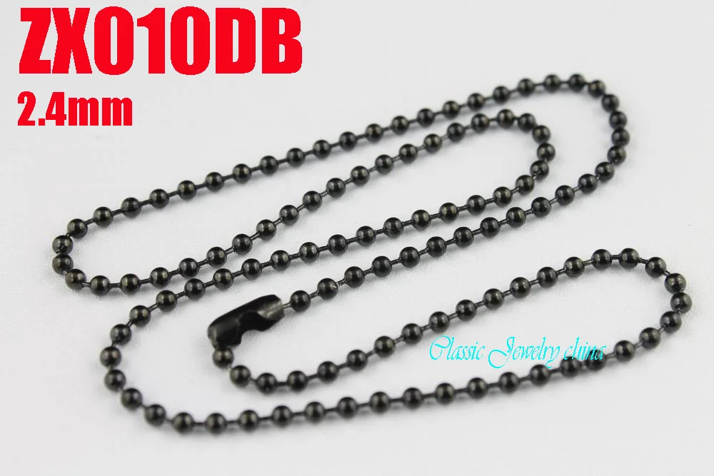 

black color stainless steel ball chain 2.4mm beads necklace with waist buckle chains fashion Jewelry parts ZX010DB