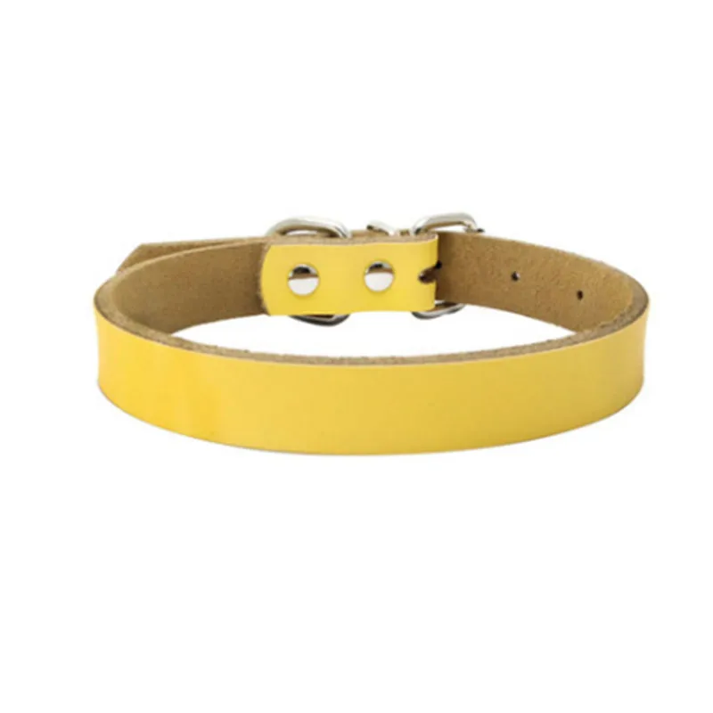 

Most Colors Cowhide Leather Dog Collars 3 Sizes Pet Dog Personalized Collar with Tag