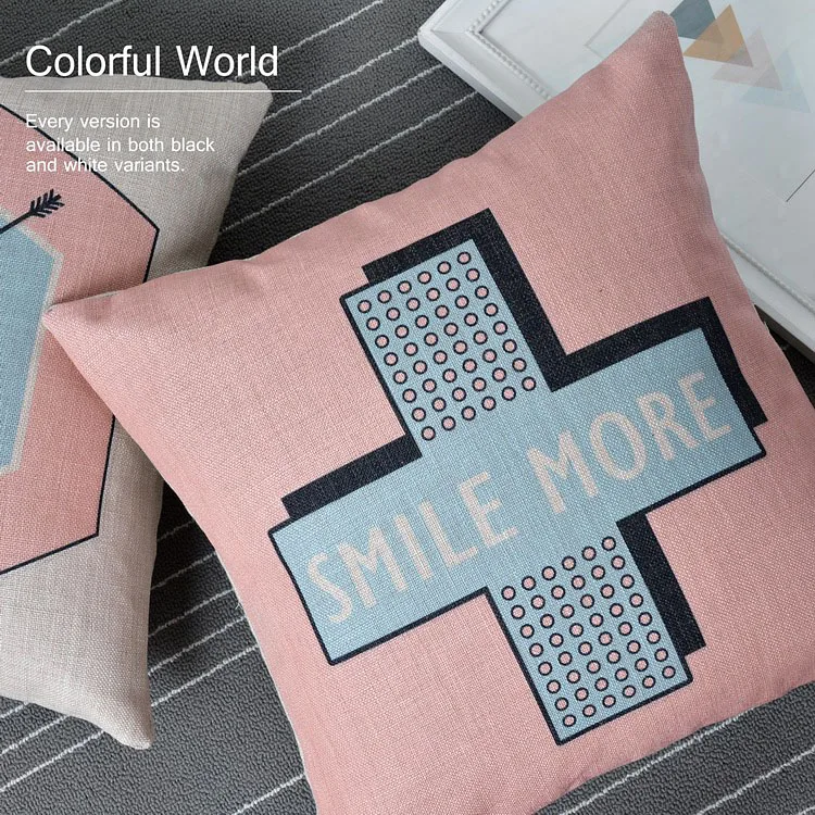 Розовый скандинавский олень крест льняная хлопковая наволочка для подушки Smile More