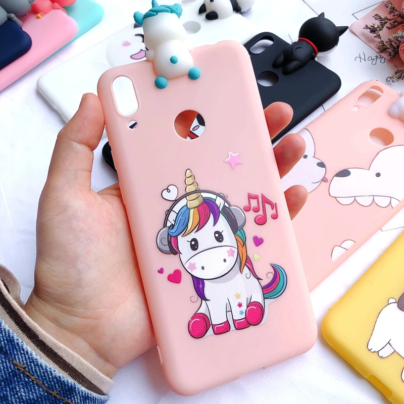 3 Y7 3D чехол для huawei Y7 чехол для телефона Kawaii Медведь Единорог силиконовый чехол для etui huawei Y7 Prime чехол+ отпечаток пальца - Цвет: 3