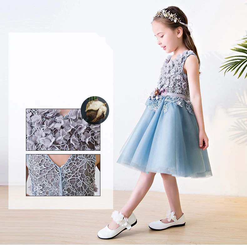 Платье из тюля для девочек на свадьбу платье с цветочным узором детское вечернее