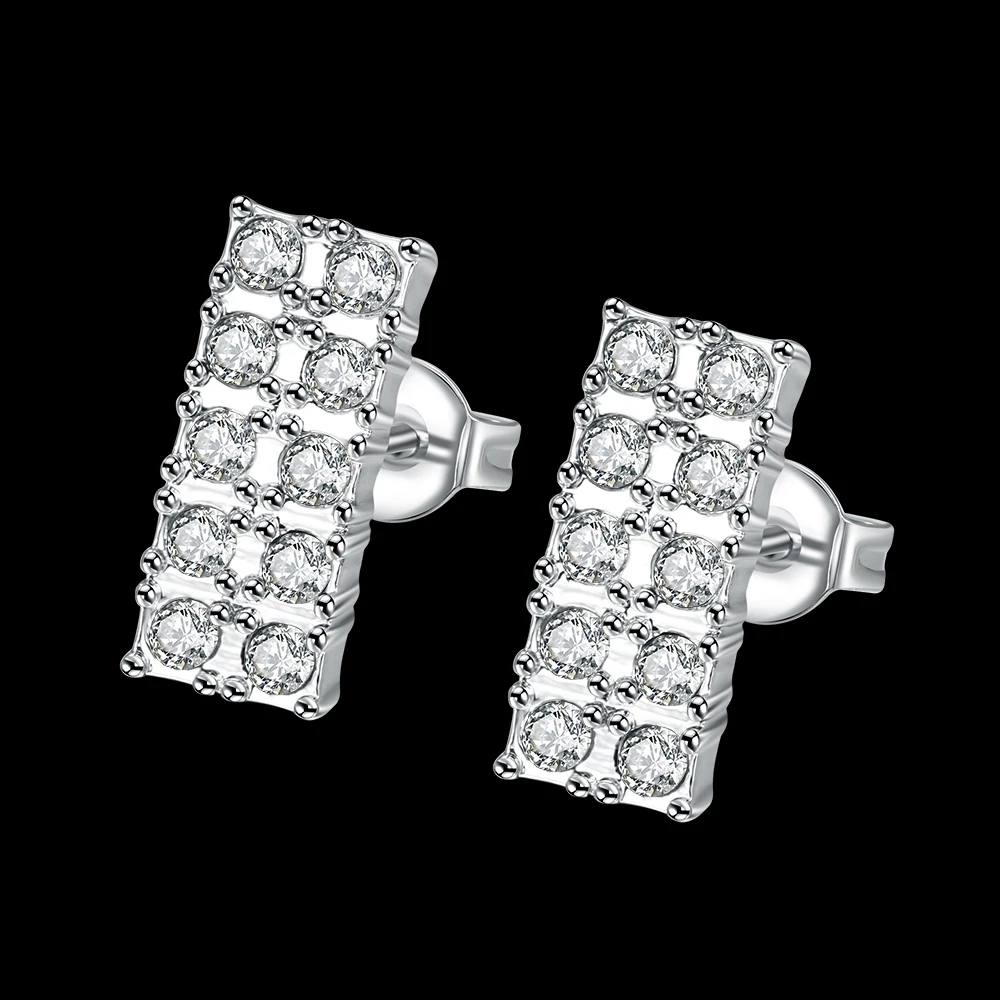 LOWAY Crystals Square Stud Earrings Orecchini White Gold Color Earings Fashion Jewelry ED2163 | Украшения и аксессуары