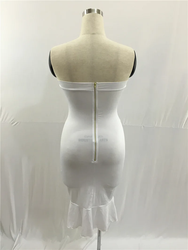 

Wavaiov 2018 Hot Sale Women'S Sexy Strapless Summer Dress Fashion Sleeveless Solid Zipper Nightclub Lady'S Dress