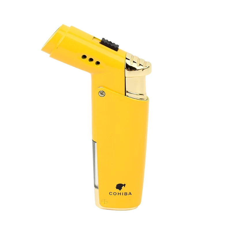 COHIBA зажигалка желтый и красный 1 факел пламени Бутан газовая может регулировать