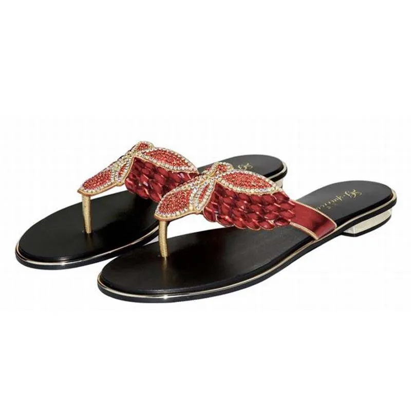 Большие размеры 34-44 хит продаж 2018 новые летние модные Вьетнамки со стразами