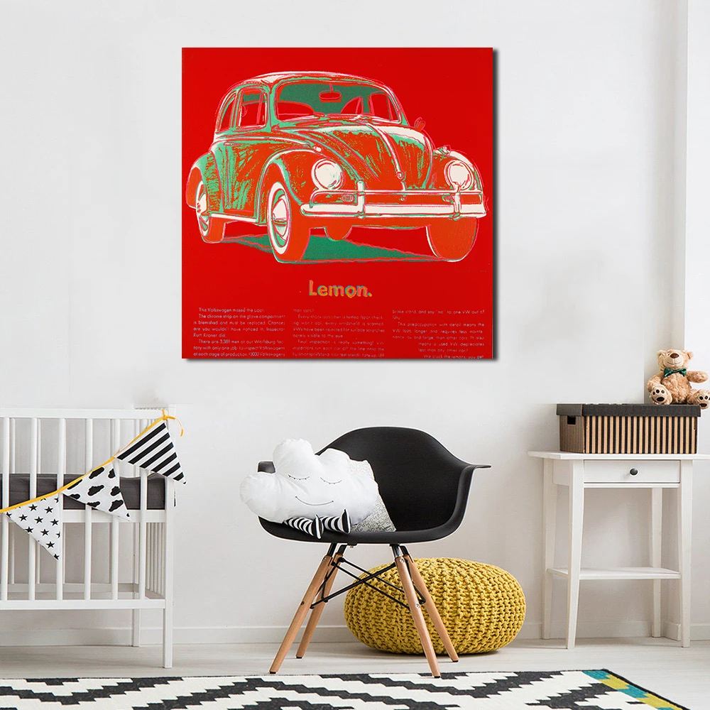 

JQHYART Red Car Oil Painting Wall Art Canvas Decorative Living Room Painting Wall Painting Picture No Frame