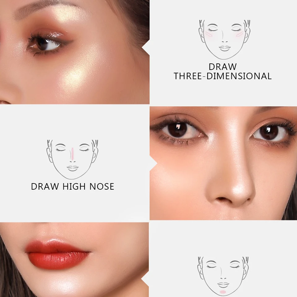 MIXDAIR Shimmer highlighter палитра пудры светящийся набор 2 цвета в 1 лицо составлять Контур бронзатор осветитель лица и глаз изюминка