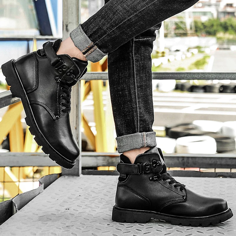 AGUTZM/181111 г. Новые стильные зимние мужские полусапожки из 100% натуральной кожи с