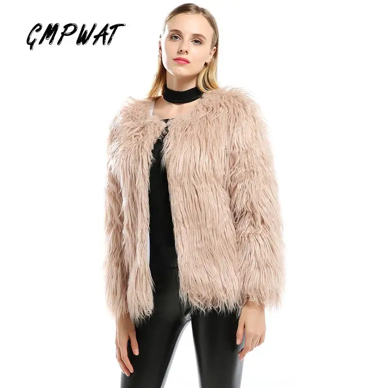 GMPWAT зимние теплые женские пальто из искусственного меха Элегантные