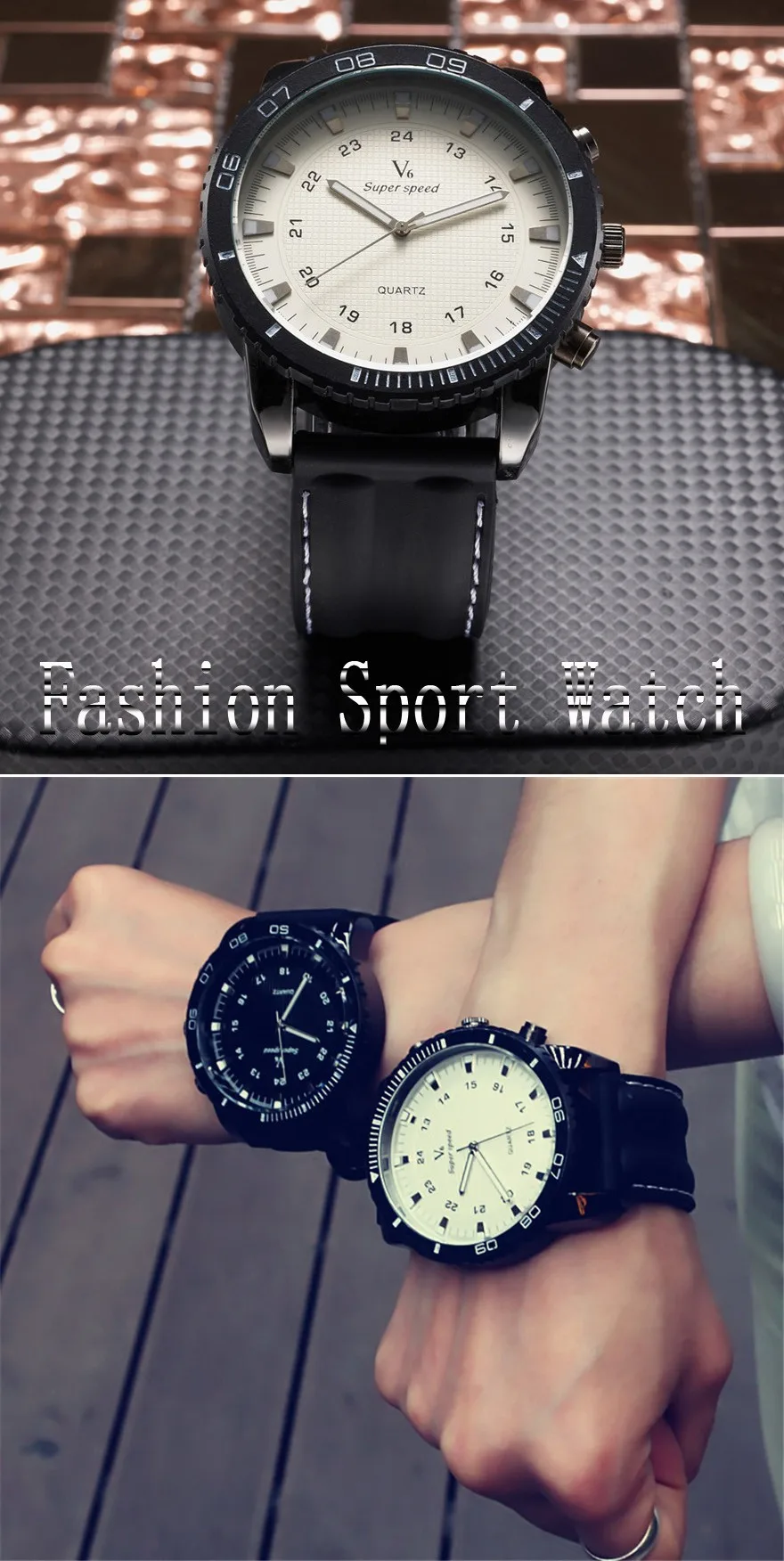 Reloj de pulsera V6 супер Скорость бренд Для мужчин часы спортивные мужские часы с большим циферблатом модные 24-часовой формат двойное кольцо весы мужские наручные часы